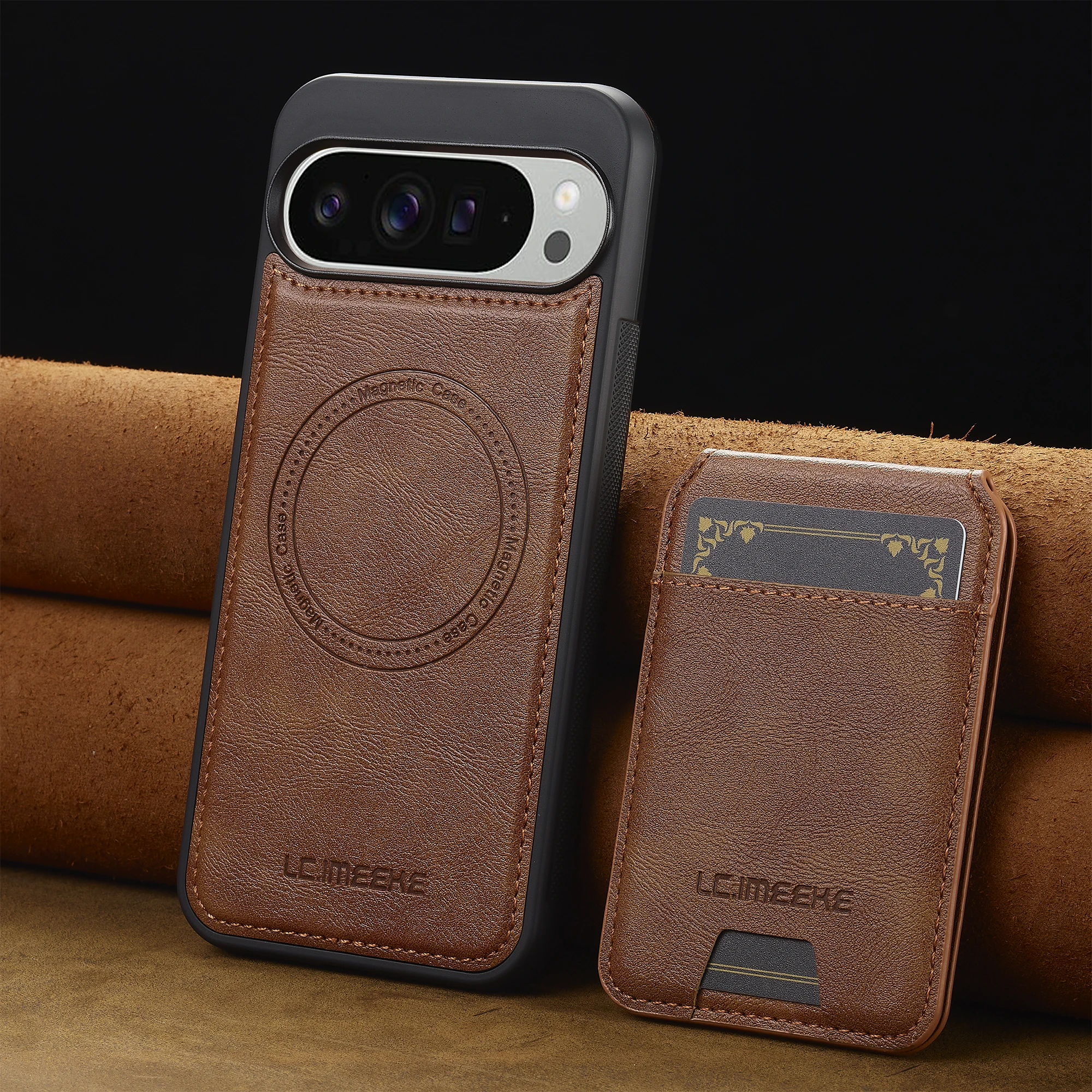 Premium Magnetic Leather Flip Phone Case with Card Holder