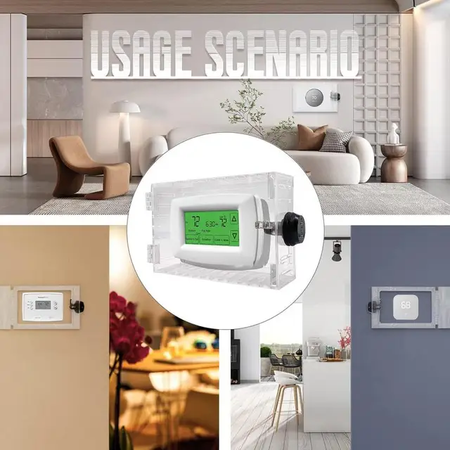 Termosztátvédő Átlátszó Termosztátrétegek Kulcsokkal Az Egész Termosztát -Eset Védelmi Őrének Otthoni Iskolájához - Image 5
