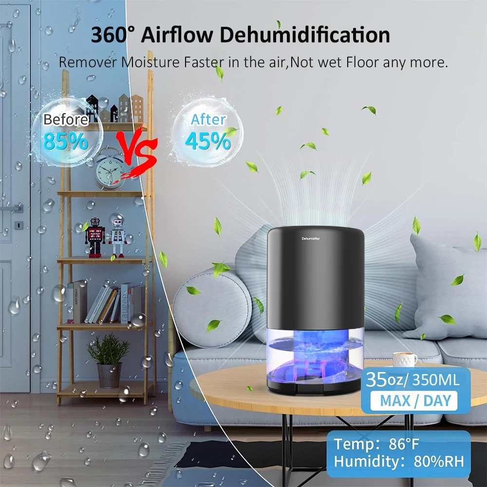 Description Picture 4 of itemAir Dehumidifier 1000ML Portable Mute Moisture Absorbers Machine Air Dryer For Home Bedroom Office Deodorizer Anti-Mildew Dryer