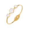 Classic Luxury Stainless Steel Five-Leaf Flower Open Bracelet Simple For Woman Girl New Fashion Party Anniversary Jewelry Clover 1