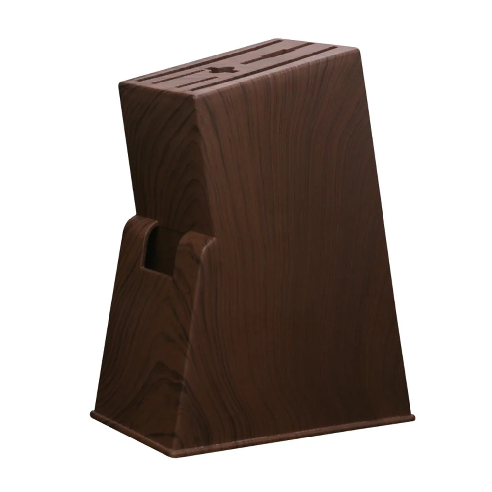 Knife Holder Kitchen Desktop Storage Rack Imitation Wood Grain Shelves Plastic
