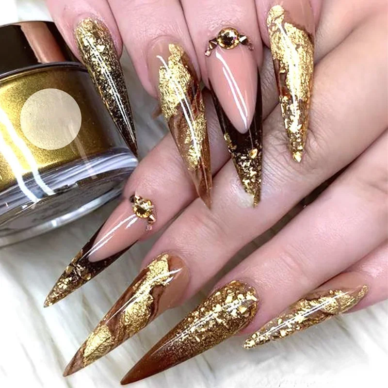 1 Box Imitation Gold Sliver Copper Foil Sequins Glitters Craft Leaf Flake Sheets Bulk Foil Paper for Gilding DIY Nail Art Decor 3