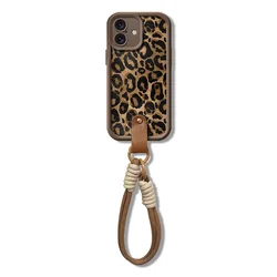 Leopard Print Hang Strap Lanyard Wrist Chain Phone Case for Xiaomi Poco F5 (JinGS-J67-PKSS)