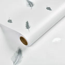 5M/Roll Feather Peel and Stick PVC Wallpaper Removable Vinyl Self Adhesive Wall Renovation Bedroom Home Decorative Stickers
