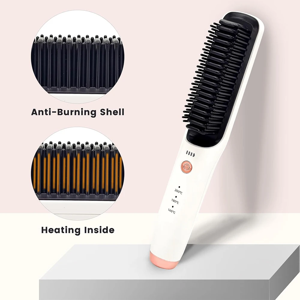 Wireless straight hair comb,roll and straighten dual-use portable board clip no damage to hair, hair stylingUSBhome straightener 6