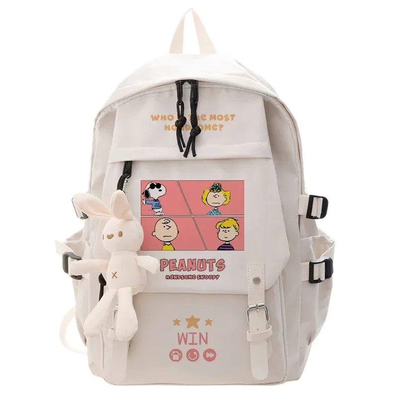 Snoopy Cartoon Student Backpack Boys Girls Junior High School ins Large Capacity Travel Schoolbag Nylon Shoulder Bag handbag 4