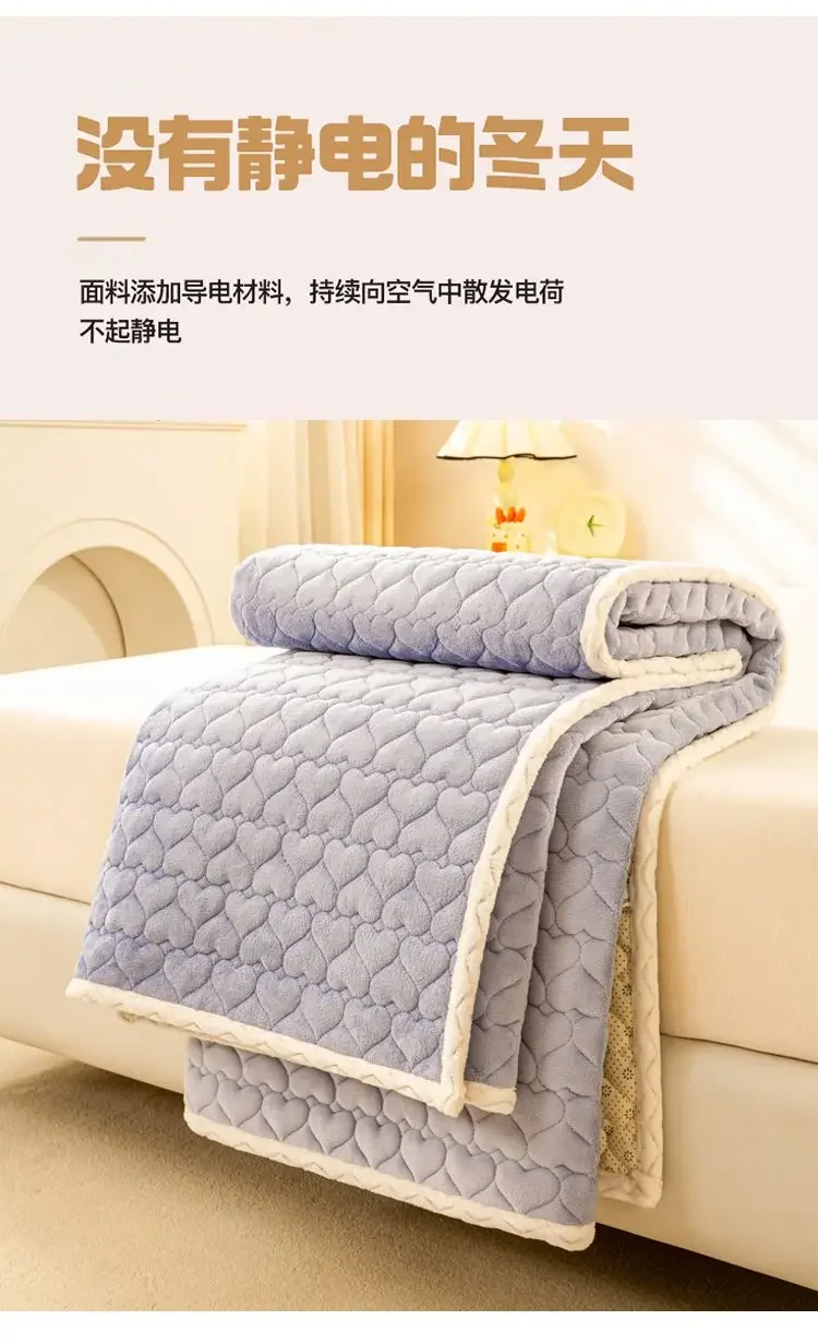Description Picture 6 of itemWinter Plush Soft Mattress Toppers Single Double Bedspread Non-slip Mattress Cover Bed Sheet Thin Fold Tatami Mat Soft Bed Cover