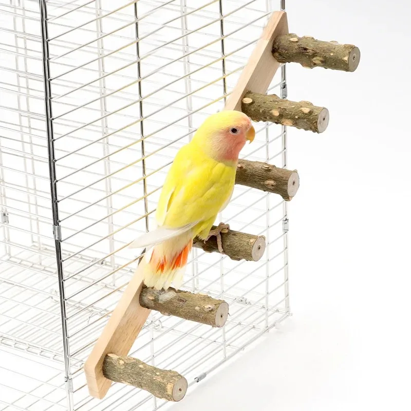 Bird Ladder Wood Bird Interactive Ladder Hone Claws Wooden Fork and Branch Stand Grinding Stick Climbing Toy Bird Accessories 5
