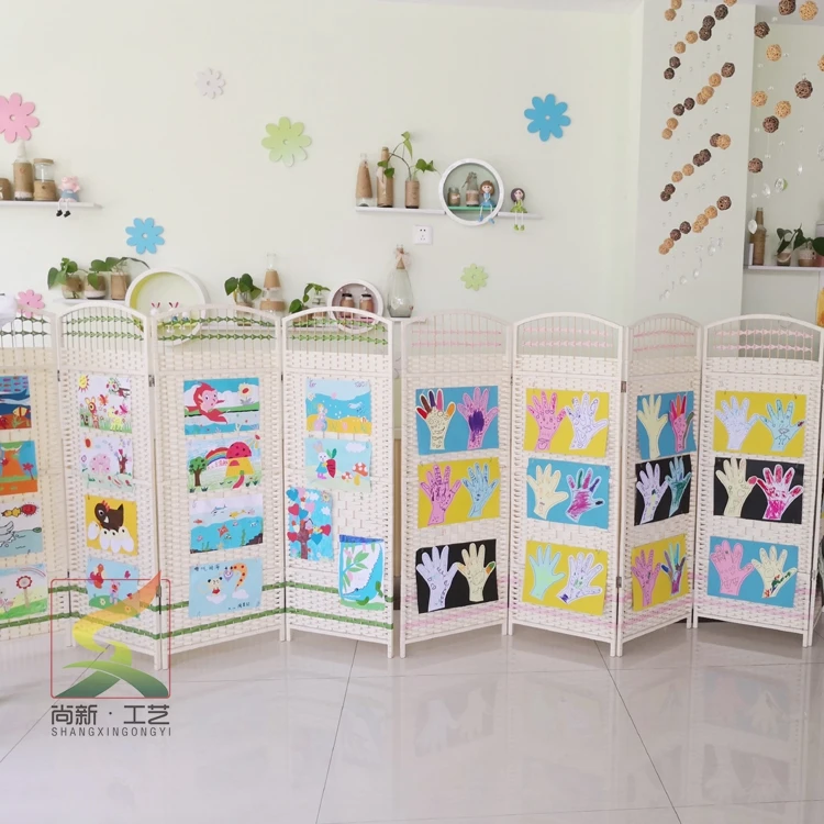 Regional fence paper rattan woven children partition decorative fence partition folding screen small screen