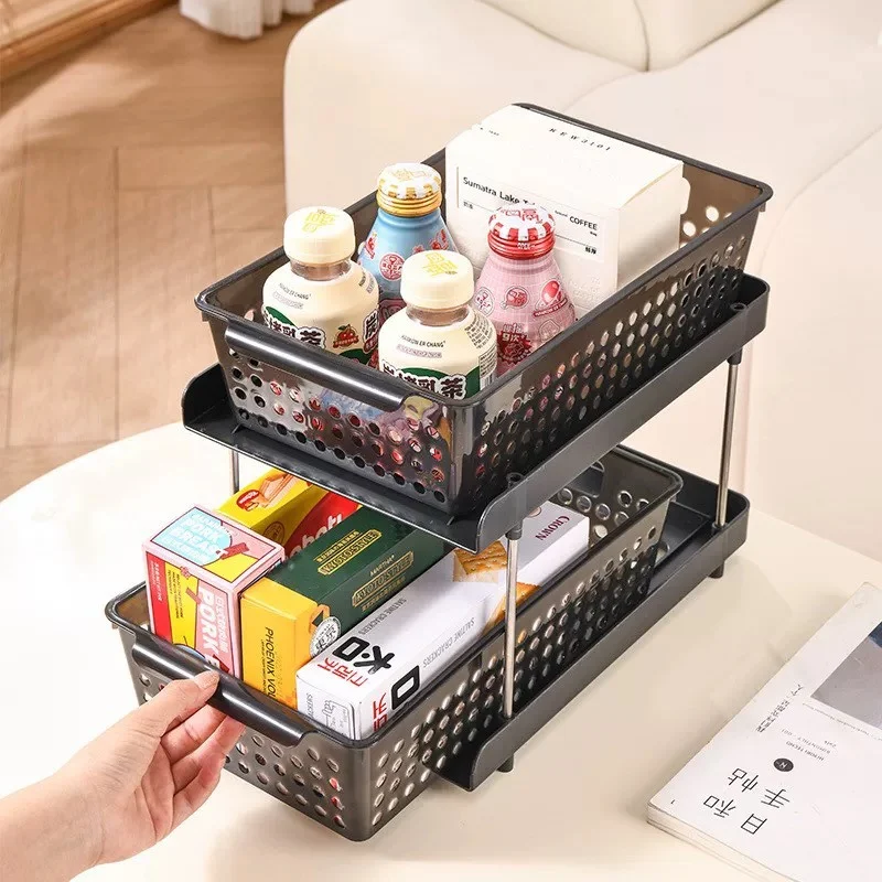 Multifunctional Under Sink Storage Rack Double Layer PP Stainless Steel