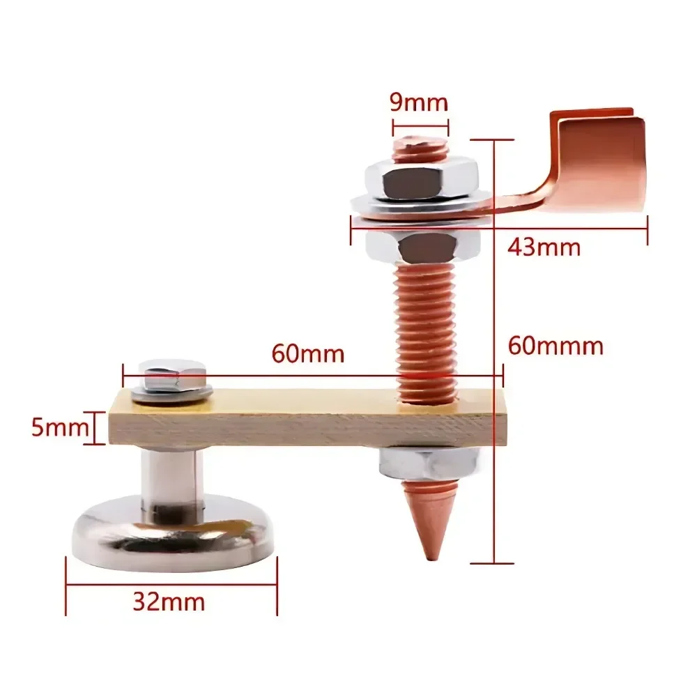 Welding Magnet Head Magnetic Welding Ground Clamp Tools Strong Magnetism Large Suction Copper Tail Welding Stability Clamps