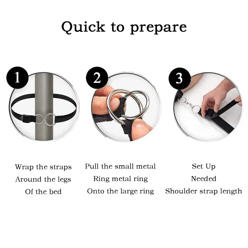 Adjustable restraint straps with metal rings and clip attachments