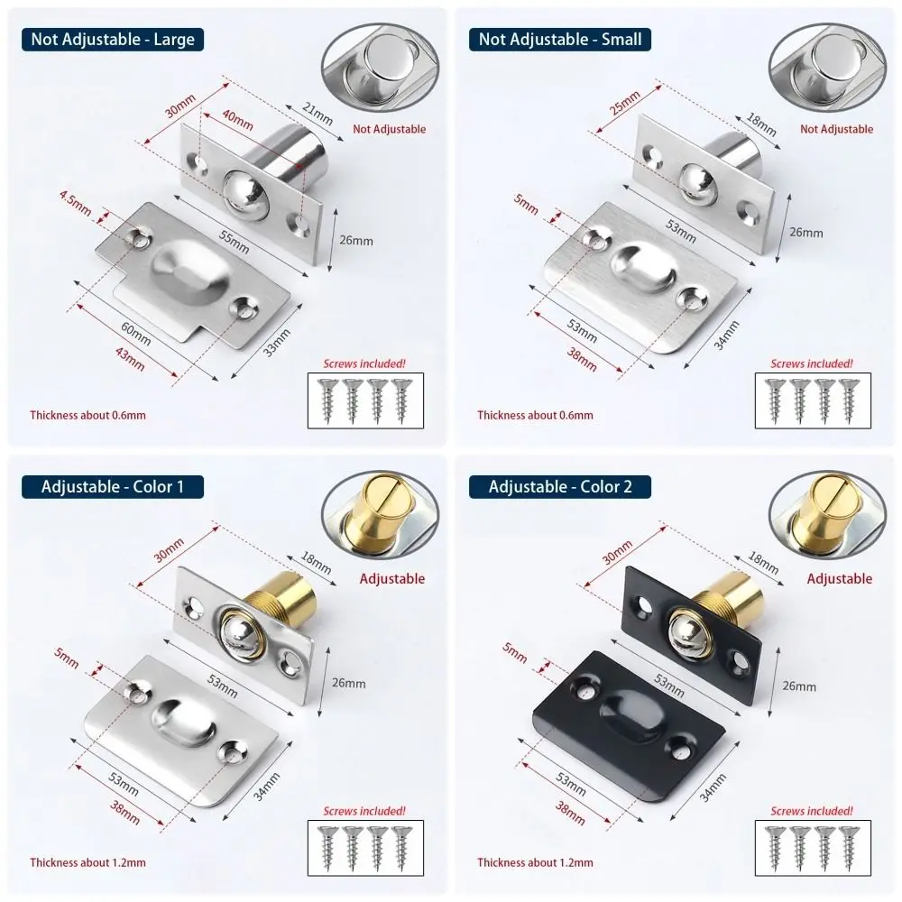 1Set Cabinet Gate Closet Door Ball Catch with Screws Furniture Hardware Door Stopper Adjustable Spring Roller Ball