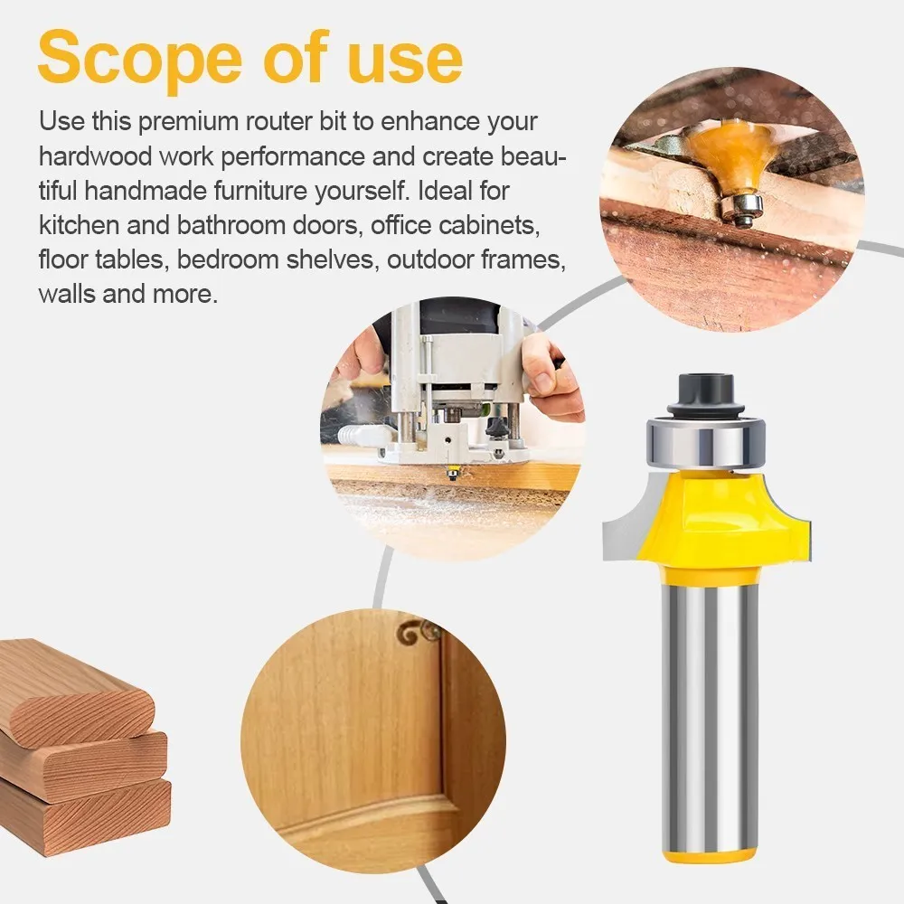 Premium Corner Round Over Edging Router Bit for Woodworking - 1/2 Inch Shank