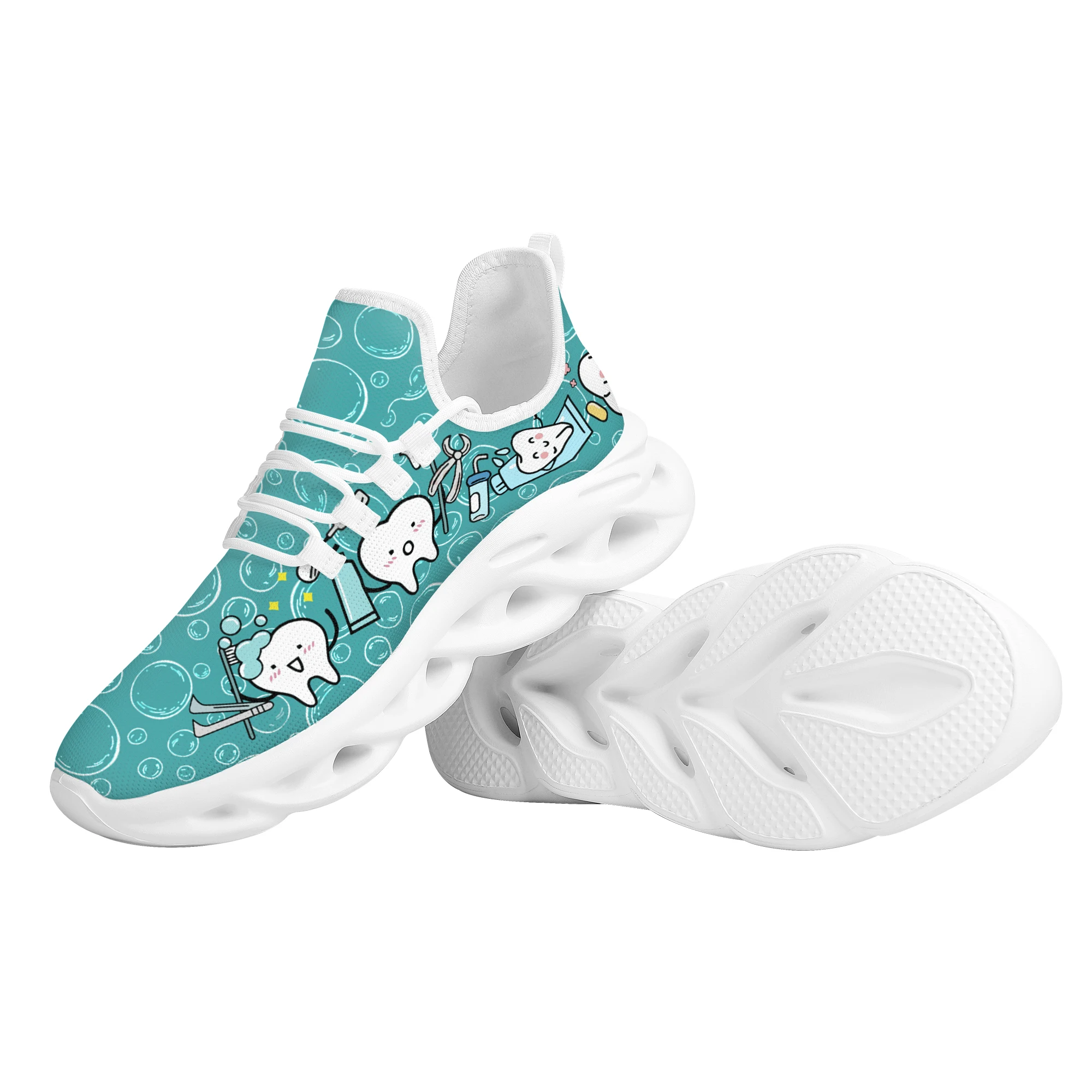 Cartoon Teeth Ladies Nusing Shoes Comfortable Lightweight Lace Up Running Shoes New Non-Slip Outdoor Sneakers Footwear Zapatos