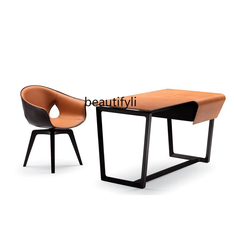 

Итальянский минималистичный стол, дизайнерский стол для домашней каллиграфии, искусственная кожа, современный минималистичный стол