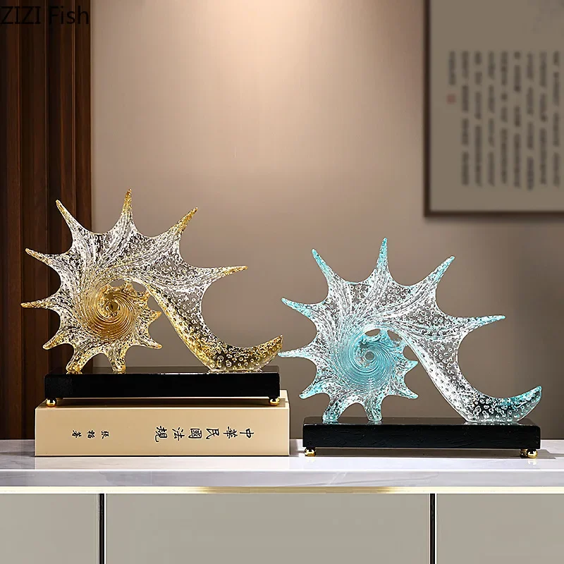 Spiral Conch Statue Home Landscape Ornaments Desk Decoration Resin Crafts Creative Bubble Conch Sculpture Room Aesthetic Decor