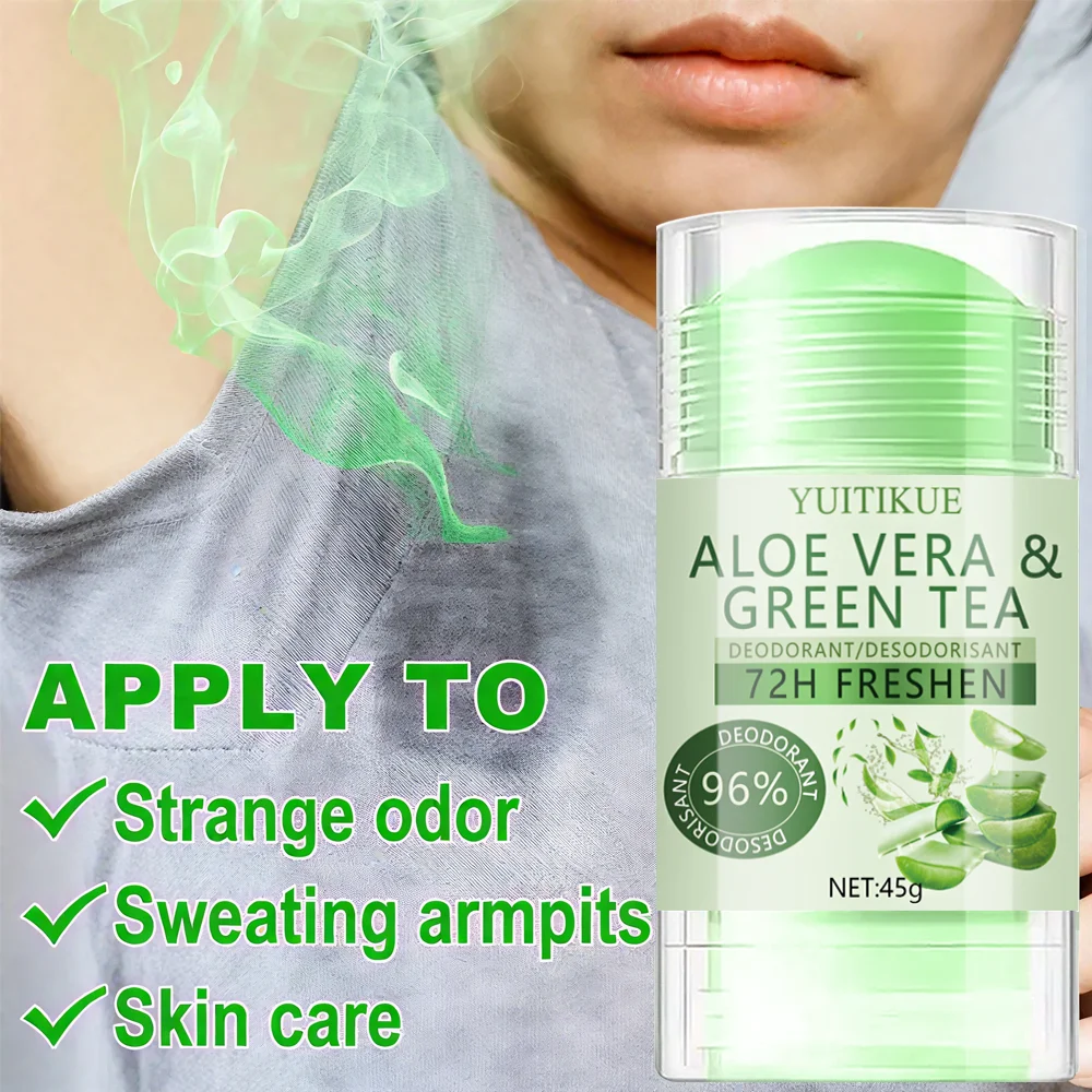 YUITIKUE Aloe Vera and Green Tea Deodorant - 72 Hours Freshness, Odor Elimination, and Sweat Odor Reduction