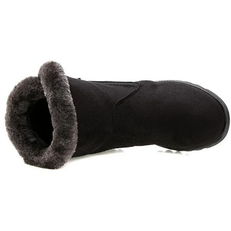 TIMETANG Women Ankle Boots Rabbit Fur New Fashion Waterproof Wedge Platform Winter Warm Snow