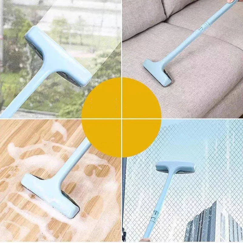 Window Mesh Screen Brush Curtain Net Wipe Cleaner Carpet Brush Dust Removal Brush Home Retractable Long Handle Cleaning Tools