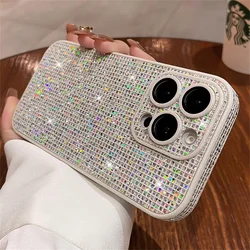 Luxury Full Screen Glitter Plaid Sequins Phone Case with Sparkling Lens Protection Cover - iPhone 12 Pro Max (Silver)