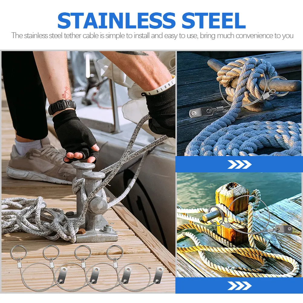 1세트 스테인리스 스틸 테더 케이블 랜야드 안전 로프 해양용 하드웨어 테더 와이어 (탑스 보트 데크 힌지 손실 방지용)