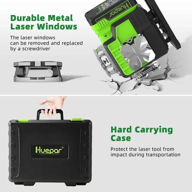 Huepar S04CG 16 lines 4D Cross Line Laser Level Bluetooth & Remote Control  Functions Green Beam Lines With Hard Carry Case - Price history & Review, AliExpress Seller - Huepar Official Store