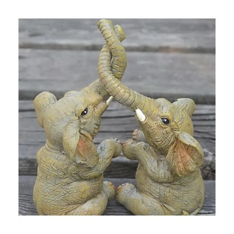 1 Pair Elephant Couple Figurine Elephant Couple Statue Elephant Ornaments For Home Deskpot Cupboard Props Decor Accessories