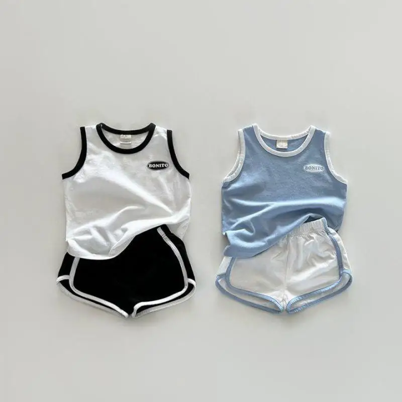 

Summer New Children Sleeveless Clothes Set Boys Girls Letter Vest + Shorts Cotton 2pcs Suit Thin Breathable Kids Casual Outfits