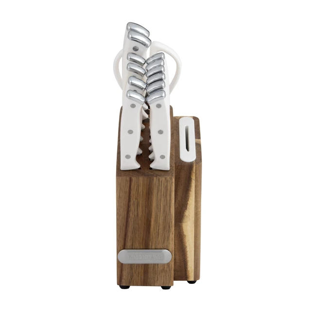 12-Piece Acacia Handle Knife Set with Acacia Wood and Acrylic Block 