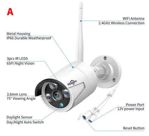 Hiseeu 3MP/5M Wireless IP Camera 3.6mm Lens Waterproof Security WiFi Camera for Hiseeu Wireless CCTV System Kits IP Pro APP View - Image 6