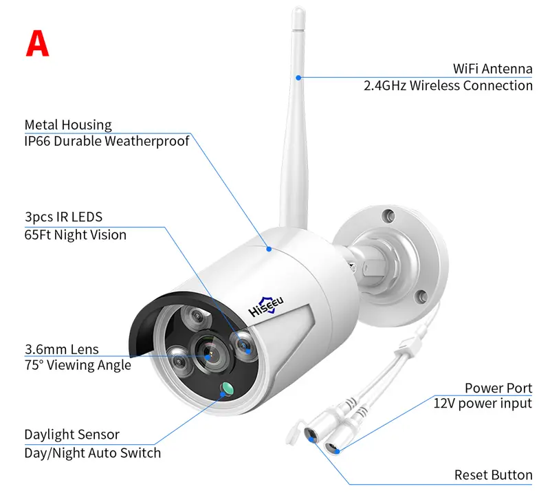 Hiseeu 3MP/5M Wireless IP Camera 3.6mm Lens Waterproof Security WiFi Camera for Hiseeu Wireless CCTV System Kits IP Pro APP View - Image 6
