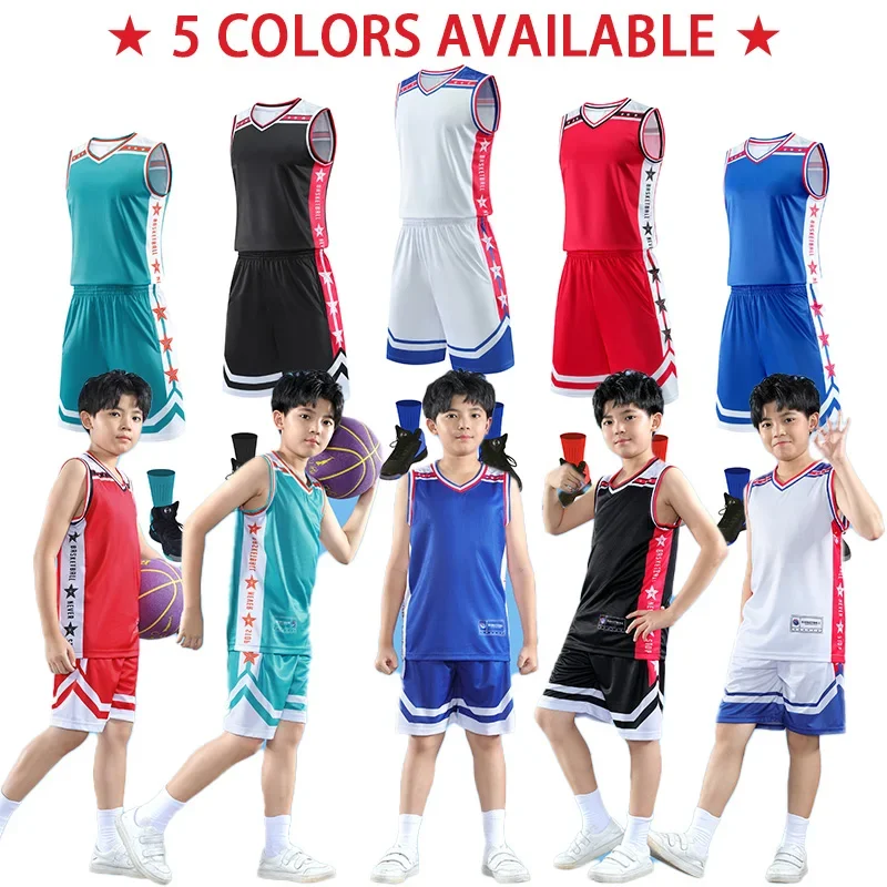 Customizable Kids Basketball Jersey Sets Sport Clothing Breathable Child Boys Girls Basketball Jersey Shirts Shorts Suit JLS-231
