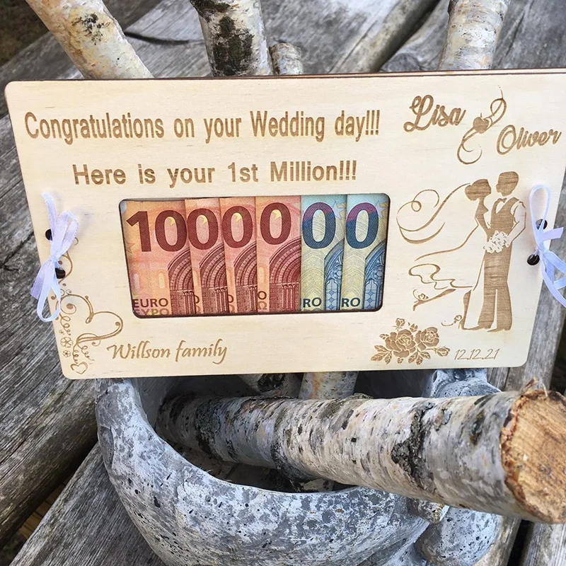 

1 Pcs Personalised Wedding Gift Box Wooden Money Gift Box Money Gift Envelope Money Gift Box Idea Wooden Gift Card