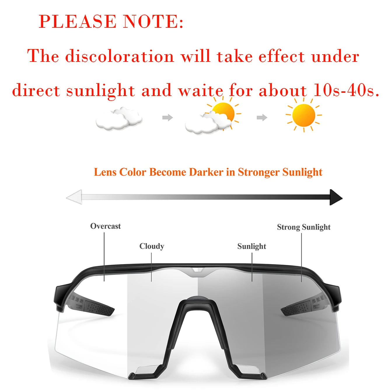 Fashion Photochromic Sunglasses for Men Women Outdoor Cycling Running