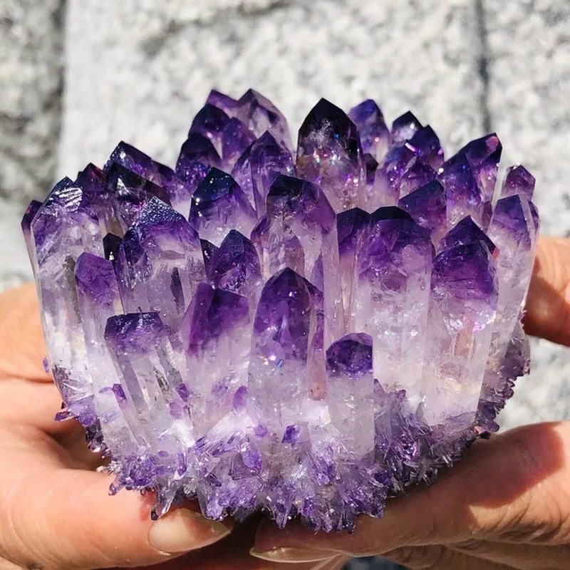 Healing Reiki Natural Purple Crystal Cluster Amethyst Flower Home Office Crystal Crafts Decoration Mineral Specimen Wholesale natural crystal money tree copper wire wrapped healing reiki mineral specimen with quartz base for wealth and luck room decor