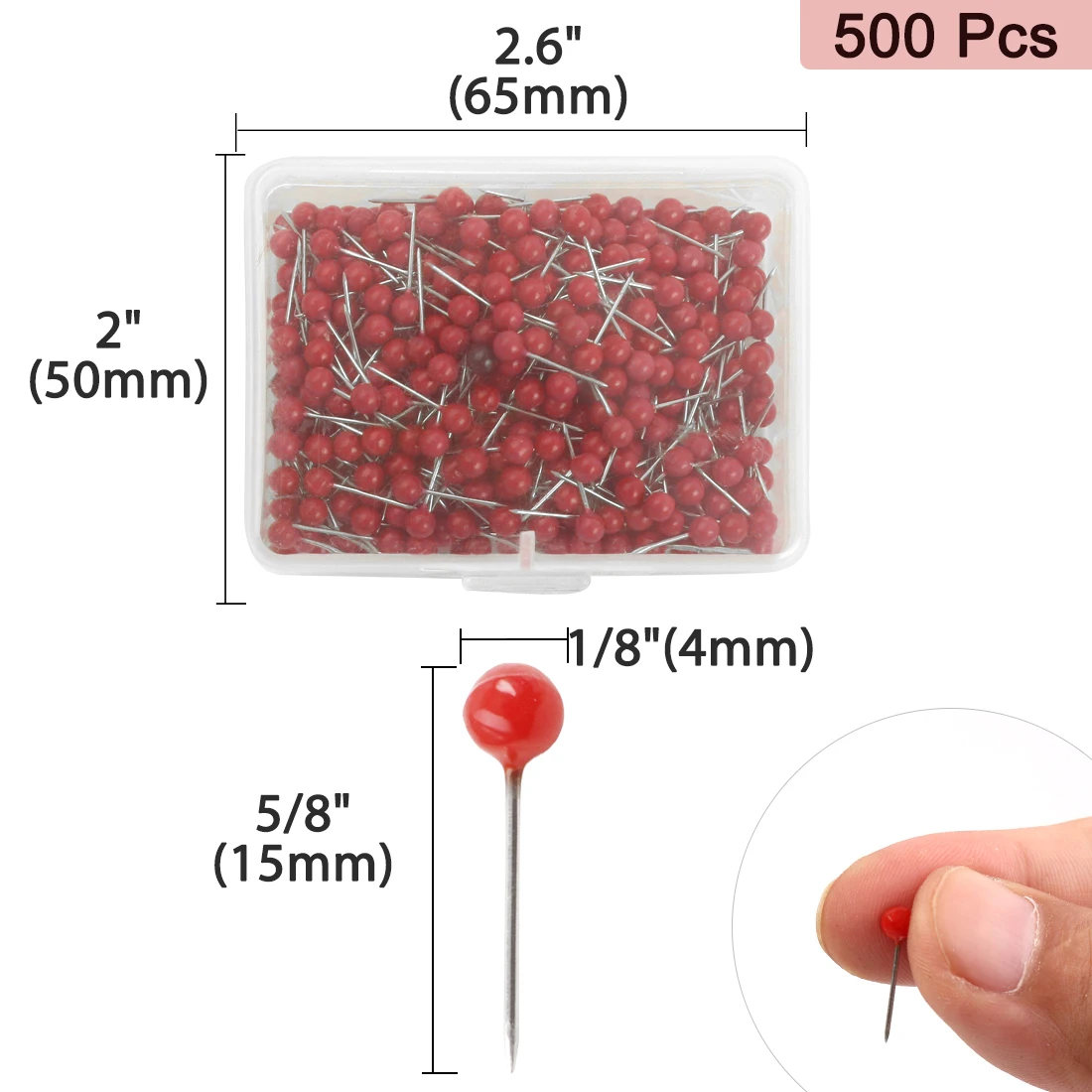 Push Pins 500Pcs/Box Multicolor Push Pins Map Tacks Round Head Thumb Tack for Cork Bulletin Board