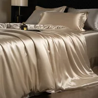 Housse de couette de luxe en soie de mûrier, 200x240cm, King Queen, haut de gamme, couleur unie, soyeuse, non taies d'oreiller 1