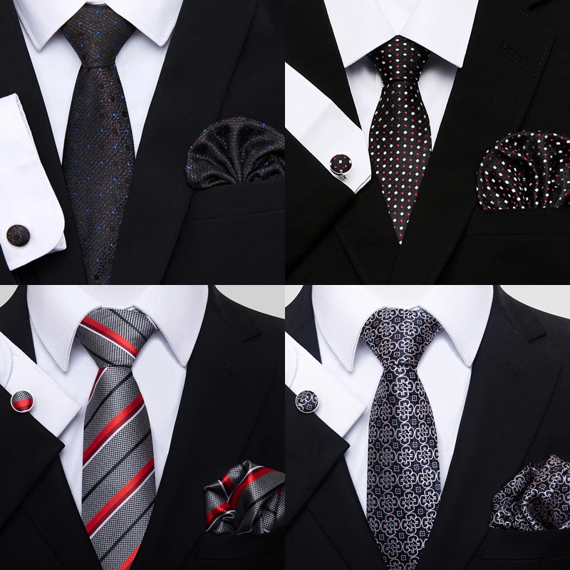Silk Necktie Shirt Accessories Silk Handkerchief Cufflink Set Men