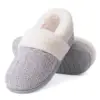 Shevalues Women's Winter Fuzzy House Slippers Non-slip Cozy  Fluffy Knit Slides With Memory Foam Indoor Warm Plush Bedroom Shoes 1