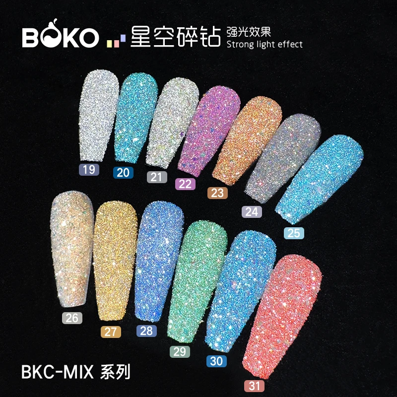 BOKO 0.5g Nails Starry Sky Diamond Dust Pigment Reflective Chrome Glitter Powder For Gel Polish Manicure Decoration