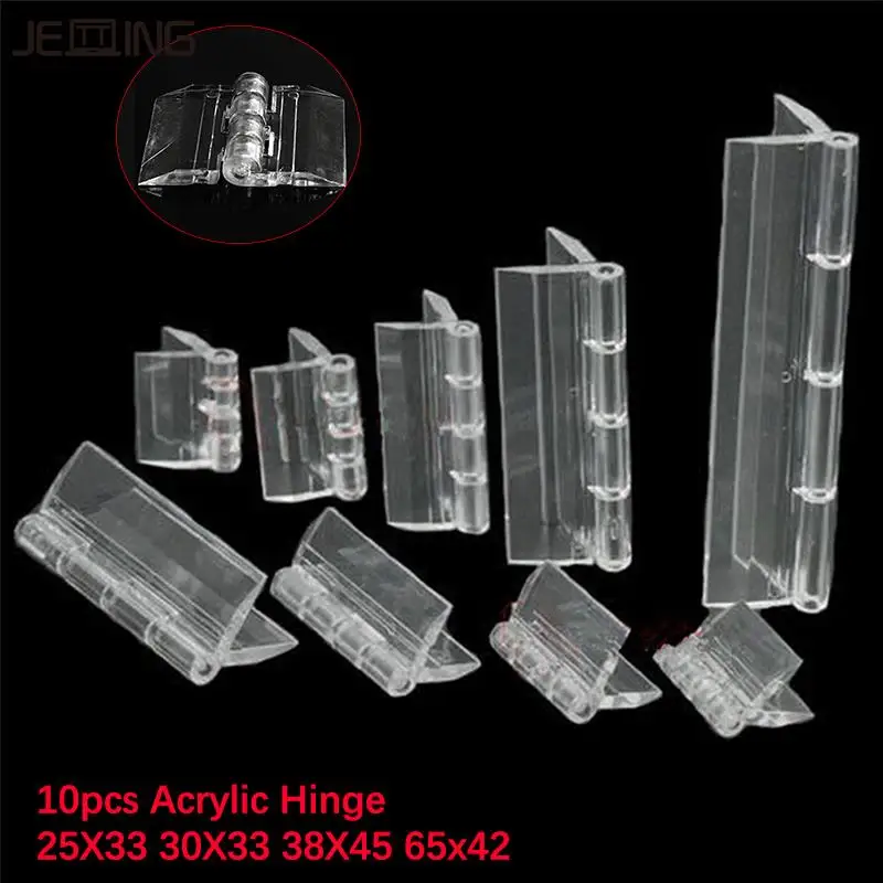 10Pcs 25X33 30X33 38X45 65x42 Plastic Folding Hinges Transparent Plexiglass Hinge Durable Clear Acrylic