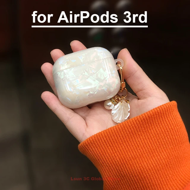 Luxury Girls Pearl Shell Case for Apple Airpods 1 2 3 Case for AirPods Pro Case with Keychain Earphone Accessories Headphone Box color for AirPods 3