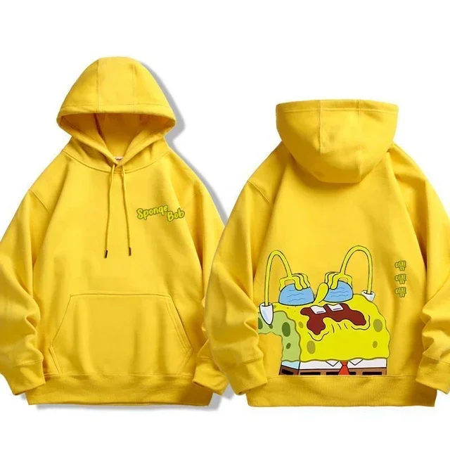 thumbnail image 1 of Suéter de poliéster con dibujos animados de Bob Esponja para otoño e invierno, sudadera con capucha de manga larga fina o polar, 1 of 5