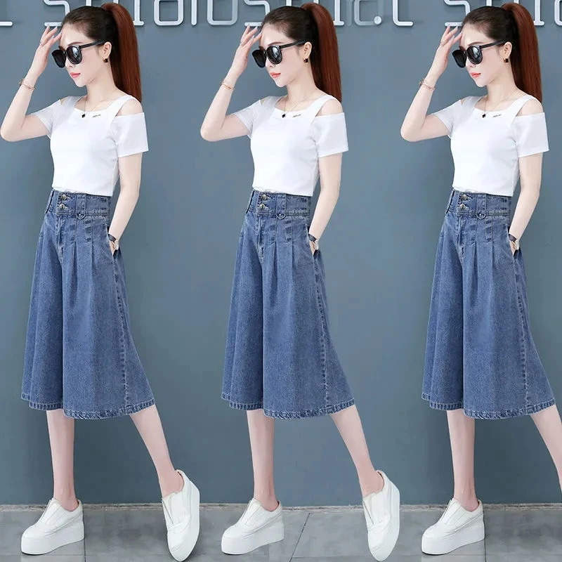 Ladies Straight Cylinder Pants 2024 Spring Summer Elegant Appear Thin Women's Jeans Casual Comfortable Femme Middle Pants