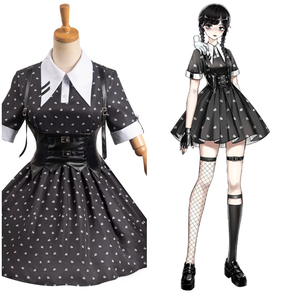 

Wednesday Addams Wednesday Cosplay Costume Lolita Dress Outfits Halloween Carnival Party Suit For Female Women Girls Clothes