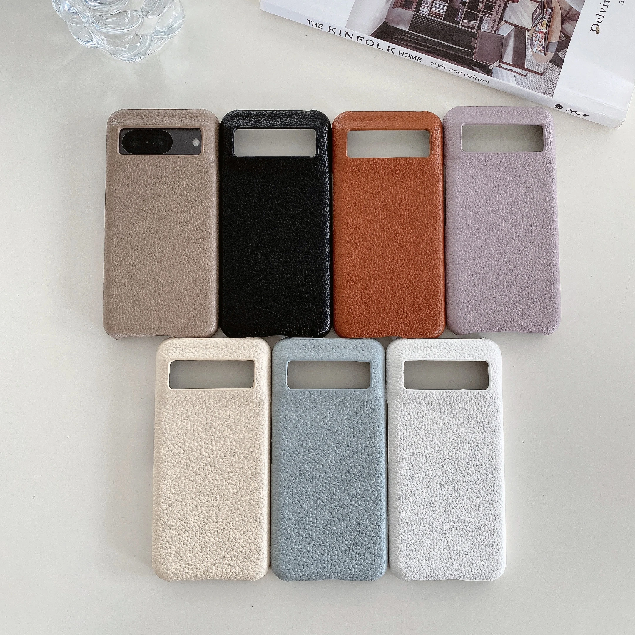 

Slim Litchi Leather Matte Case for Google Pixel 8 Pro, Anti-Scratch Soft Touch Hard Phone Cover, For Pixel 7A, 7, 6A, 6