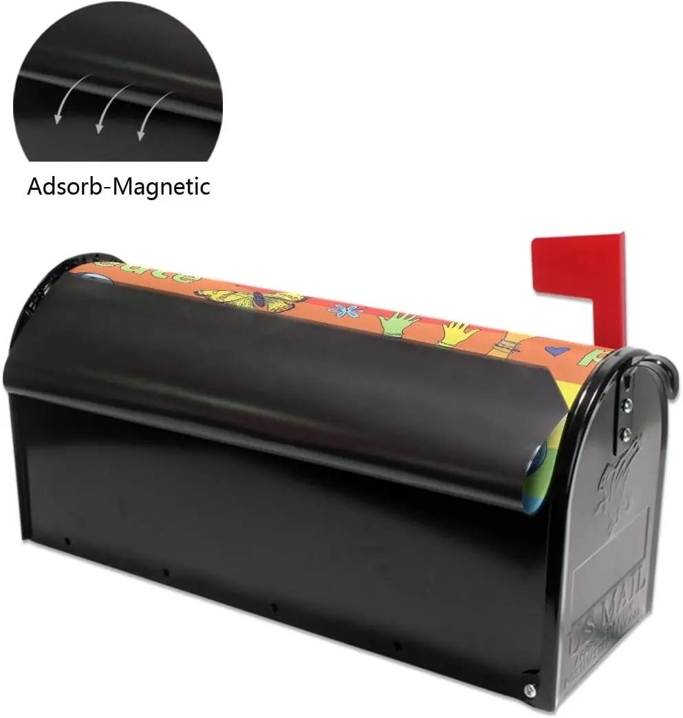 Cheerful Psychedelic Magnetic Mailbox Cover MailWraps Garden Yard Home Decor for Outside