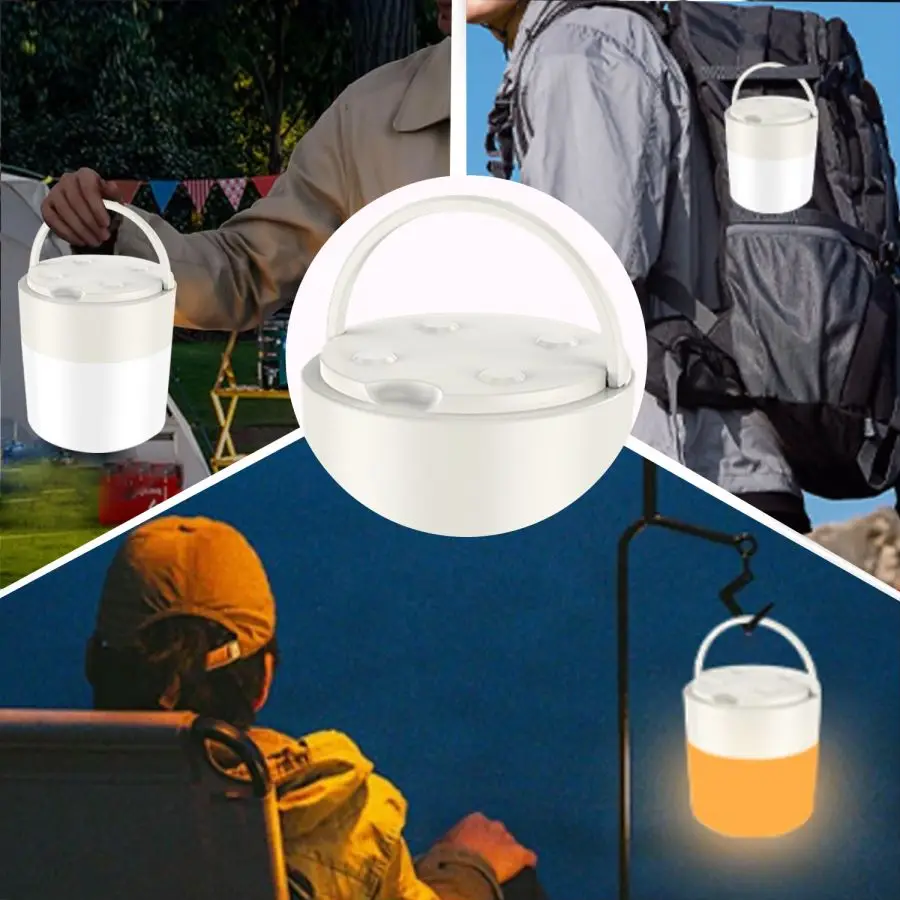 Portable Outdoor Camping Light Three-color Light Source Night Type-C USB Rechargeable Atmosphere Lights Tent Lantern