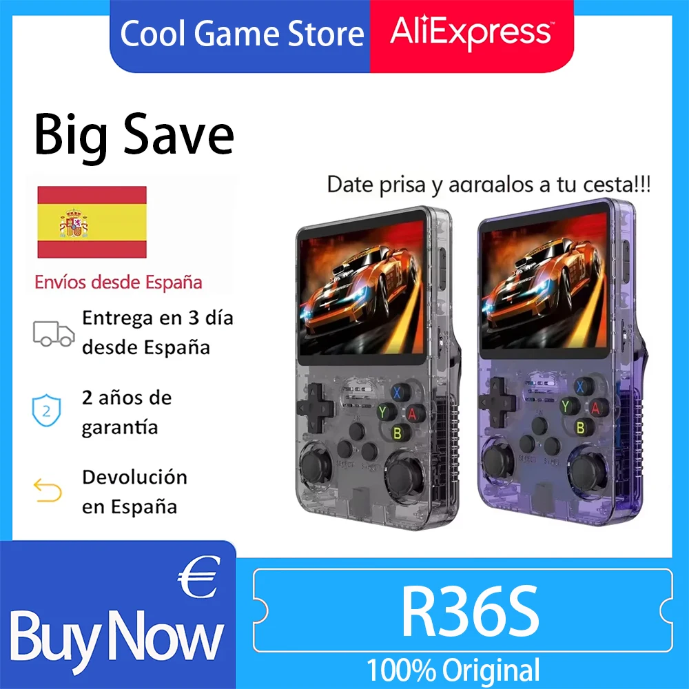 R36S Retro Handheld Game Console Linux System, 3.5 Inch IPS Screen, 64GB Preloaded 15000 Classic Games, Upgraded Version of R35S Portable Pocket Game Player